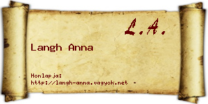 Langh Anna névjegykártya